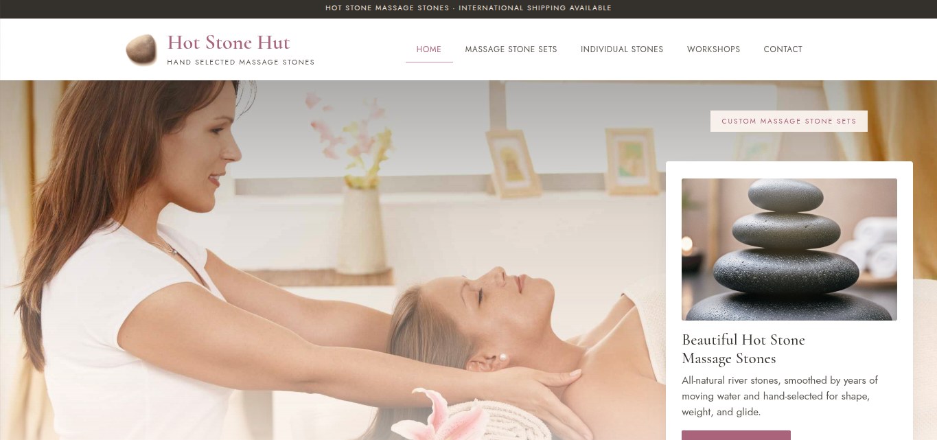 Hot Stone Hut homepage preview