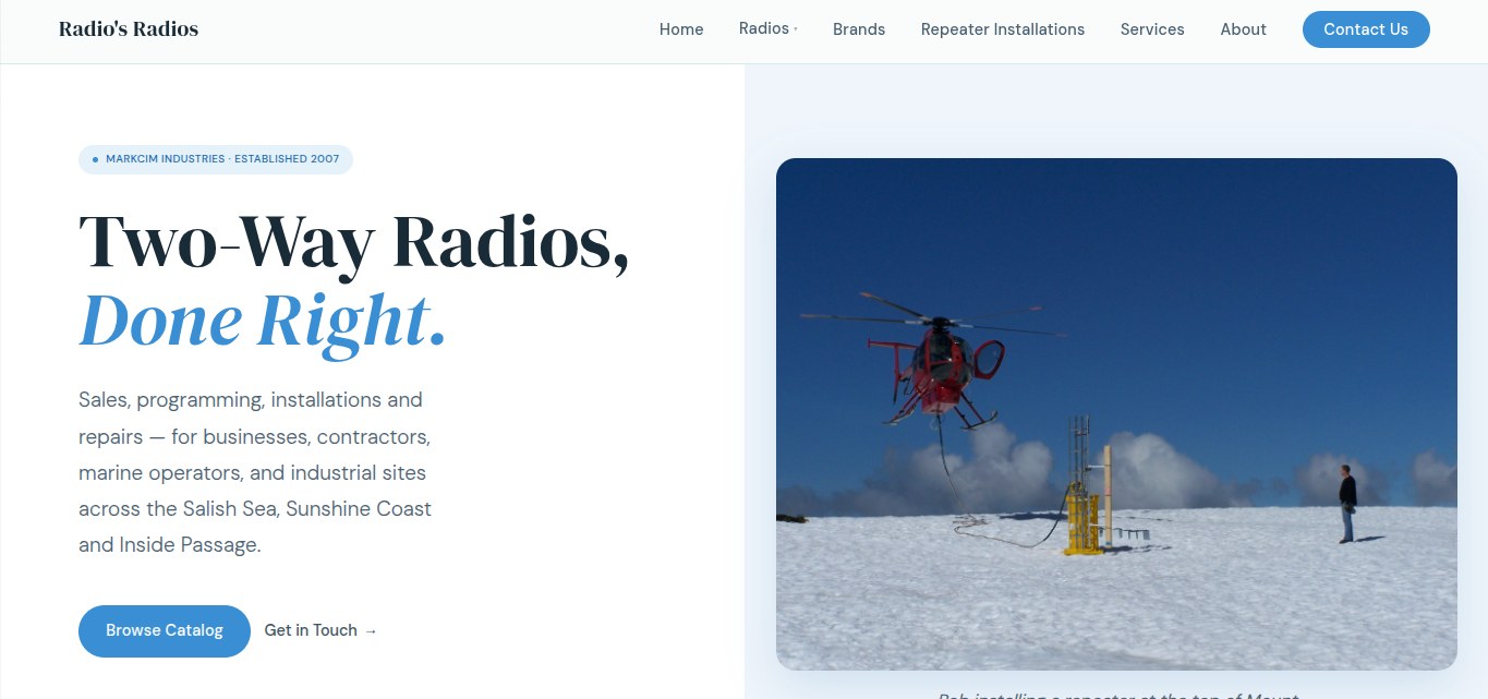 Markcim Industries / Radio's Radios homepage preview